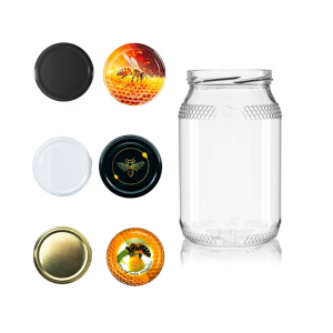 6x 900ml Słoik szklany wzór miodowy słoiki szklane na miód + zakrętka do wyboru